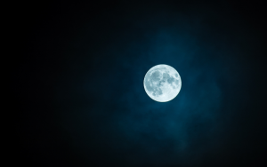 Full moon in the night sky on Halloween