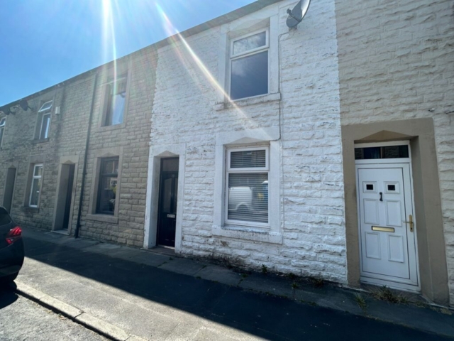 Front door of a 2 bedroom terrace located on Queens Street, Whalley, Lancashire available for rent with The Lettings Cloud