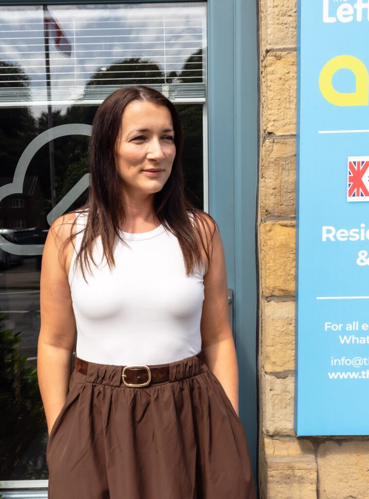 Jodie in front of the lettings cloud office property lettings barrowford